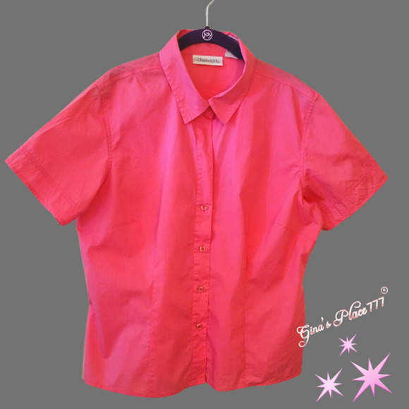 Womens Chadwick's Pretty In Pink Short Sleeve Button Up Blouse 16 - Picture 2 of 11